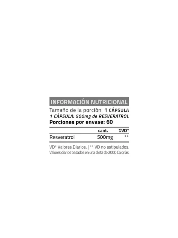 RESVERATROL 500 X60CAPS -STAR NUTRITION - Imagen 2