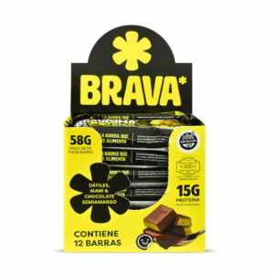 BRAVA BARRITA PROTEICA DATILES, MANI y CHOCOLATES CAJA X 12 UNIDADES