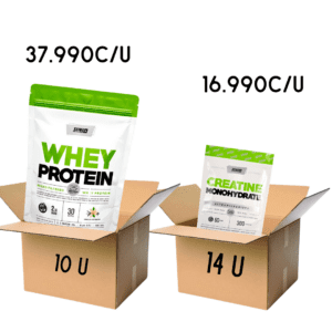 COMBO MAYORISTA 10 WHEY CAJA CERRADA+ 14 CREATINAS NEUTRA DOY PACK STAR 300G