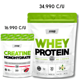 COMBO MAYORISTA POR UNIDAD WHEY DOYPACK STAR 2 LBS + CREATINA DOYPACK STAR FRUTOS ROJOS 300 G