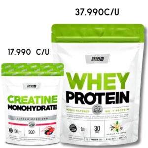 COMBO MAYORISTA POR UNIDAD WHEY DOYPACK STAR 2 LBS + CREATINA DOYPACK STAR FRUTOS ROJOS 300 G