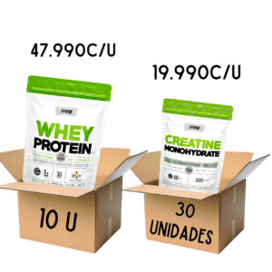 COMBO CAJA CERRADA WHEY 2LB DOY PACK + 30 U CREATINA NEUTRA DOY PACK – STAR NUTRITION