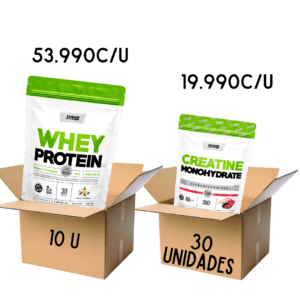 COMBO CAJA CERRADA WHEY 2LB DOY PACK + 30 U CREATINA FRUTOS ROJOS DOY PACK – STAR NUTRITION