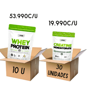 COMBO CAJA CERRADA WHEY 2LB DOY PACK + 30 U CREATINA NEUTRA DOY PACK – STAR NUTRITION