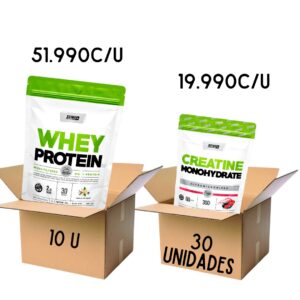 COMBO CAJA CERRADA WHEY 2LB DOY PACK + 30 U CREATINA FRUTOS ROJOS DOY PACK – STAR NUTRITION
