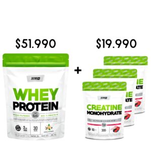 COMBO X1 U WHEY DOY PACK + 3 U CREATINA FRUTOS ROJOS DOY PACK -STAR NUTRITION