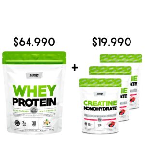 COMBO X1 U WHEY DOY PACK + 3 U CREATINA FRUTOS ROJOS DOY PACK -STAR NUTRITION